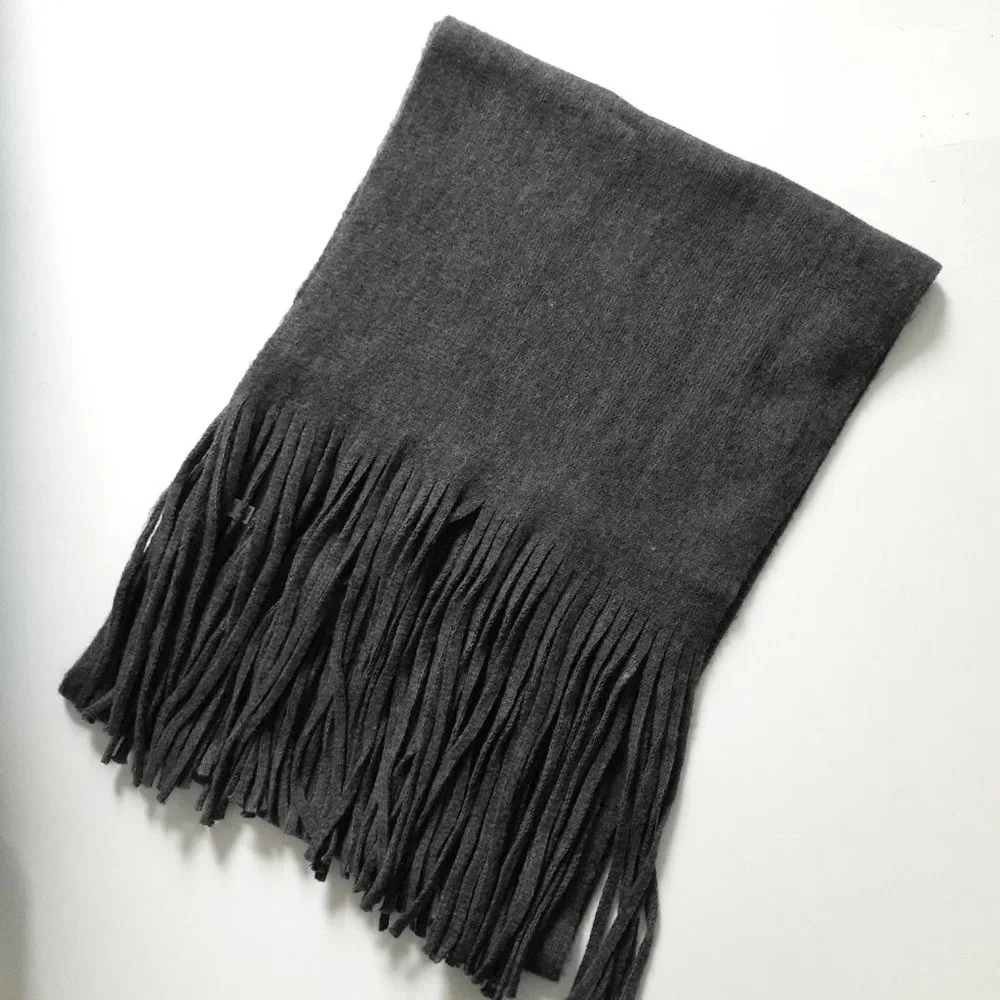 NWT Lucky Brand Solid Brushed Scarf with Fringe in Dark Gray